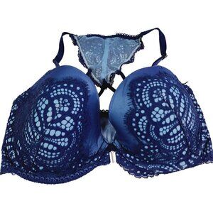Victoria Secret‎ Bras Size 32DDD Dream Angels Lined Demi Blue Front Closure Lace